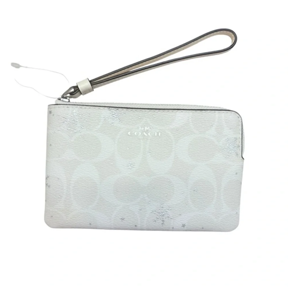 Coach white snowflake signature Wristlet bag